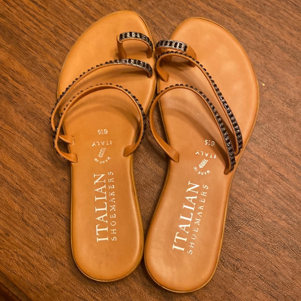Italian Shoemakers Black Jeweled Sandals size 6.5